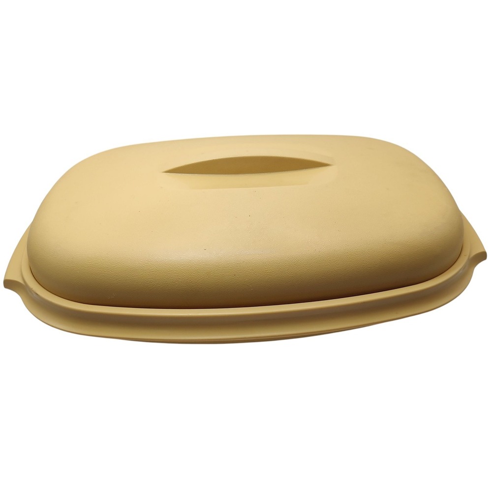 Vintage Tupperware Steamer Microwave Harvest Gold Oval‎ Two Piece NO STEAMER SEE